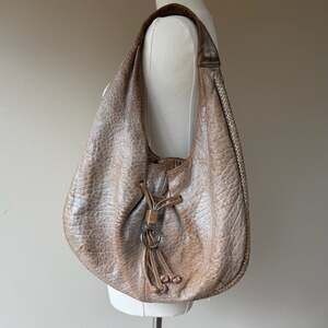 Champagne Metallic Leather Phoebe Hobo Purse